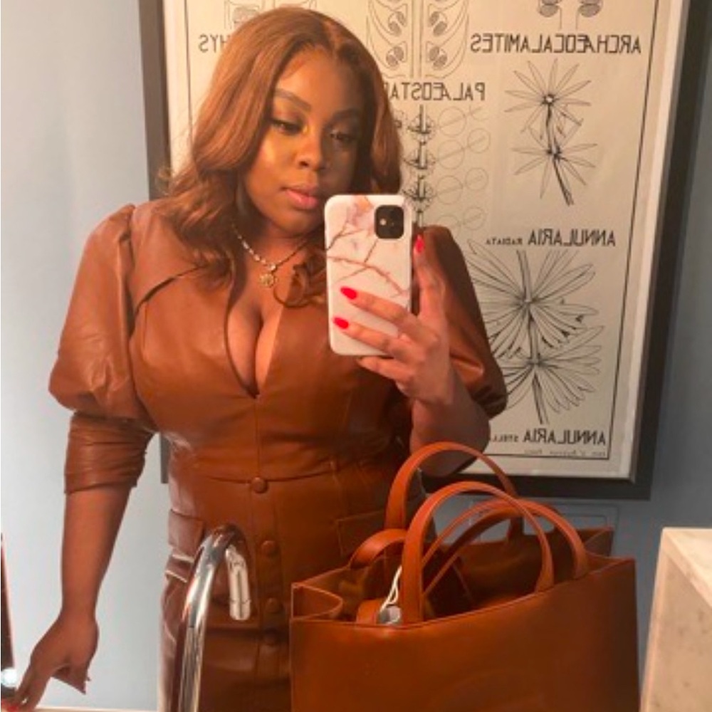 Brown Faux Leather Dress
